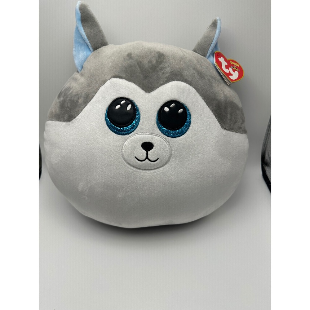 Ty Squish-a-Boos Slush the Husky Grey Blue 10 inch Plush Toy NWT